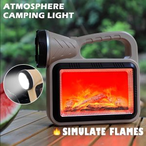 lampe de camping solaire LED à flamme d’atmosphère multifonction charge USB et Power-bank