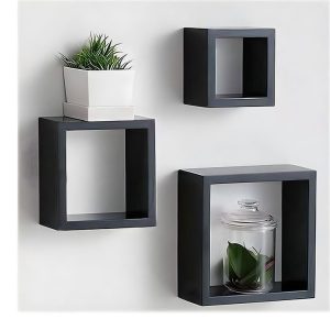 3 Étagères Murale en Bois de Décoration  Forme Carrée