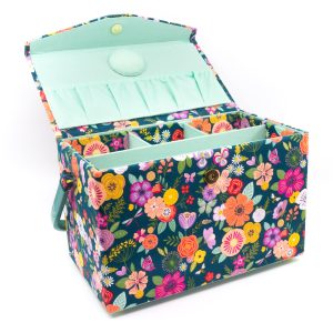 Boite à couture motif Fleurs de printemps 