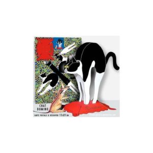 Carte postale à découper Grande Chat domino