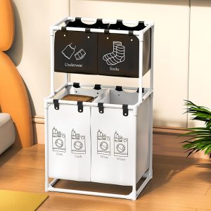 Grand Panier à Linge 4 Compartiments pour Ranger les Vêtements – سلة تجميع الملابس حجم كبير