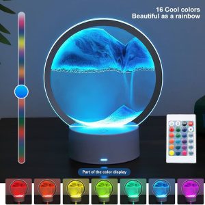 Sablier Lampe led 3D tactile USB en verre avec télécommande