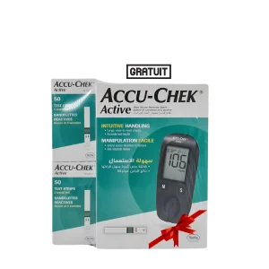 Accu-Chek Active Coffret : 50 Bandelettes + Appareil & 10 Bandes Offertes