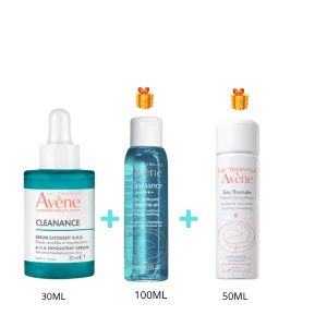 AVÈNE CLEANANCE SÉRUM EXFOLIANT AHA 30 ML + GEL NETTOYANT ET EAU THERMALE OFFERTS