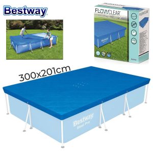 Grand bâche de piscine rectangulaire en polyéthylène 300 x 201 cm Bestway 58106 – غطاء مسبح