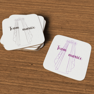 Accessoires voile : sous-verres team mariée