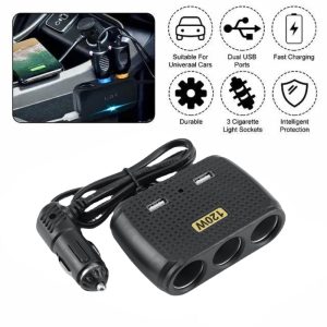 Chargeur de voiture avec 2 USB et 3 allume ci-gare 5V