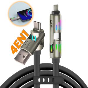 Câble de charge multifonction 4 en 1  USB C, A et Lightning 240W – كابل شحن متعدد الرؤوس