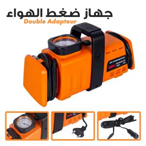 Compresseur d’aire a double adaptateur 220v/12v- 200psi – Orange