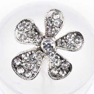 Bouton fleur et pierres précieuses – bouton à queue en métal