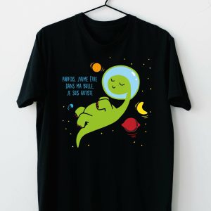 Cadeau personnalisé pour autisme : T-Shirt Noir « parfois j&rsquo;aime être dans ma bulle »