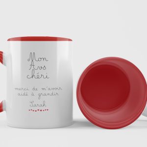 Tasse bicolore rouge mon avs chéri