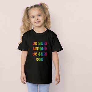 Cadeau personnalisé de TSA : T-Shirt Noir « je suis unique je suis TSA »