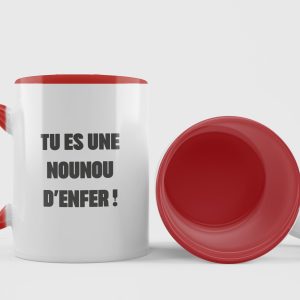 Cadeau personnalisable nounou : mug « tu es une nounou d&rsquo;enfer »