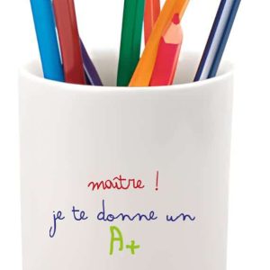 Cadeau de merci maître : Pot de crayon « je te donne un A+ »