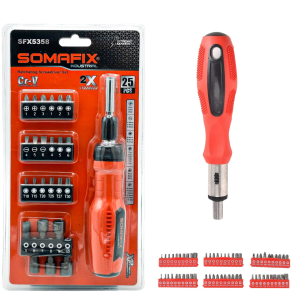 Tournevis Cliquet SOMAFIX SFX5358 Coffret 25 Pièces en Acier Cr-V – مطقم مفك براغي من 25 قطعة
