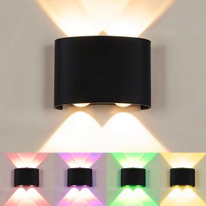 Applique Murale LED RGB 4W D’Éclairage Extérieur 2 Lampes en Aluminium