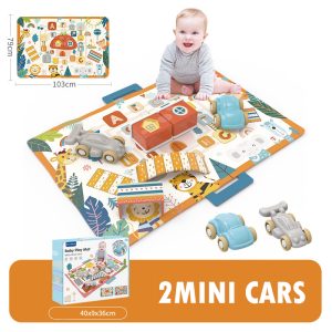 Tapis d’eveil circuit jungle avec 2 voiturettes 103 cm x 79 cm