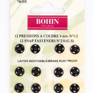 Pressions à coudre 8 mm laiton inoxydable noir