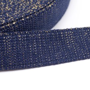 Sangle lurex or bleu marine – 30 mm
