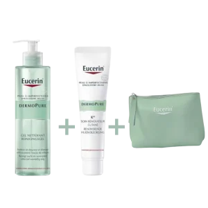 EUCERIN DERMOPURE K10 SOIN RENOVATEUR CUTANEE 40ML+GEL NETTOYANT AVEC POMPE 200ML+TROUSSE