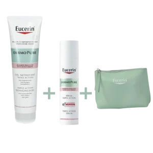 EUCERIN DERMOPURE GEL NETTOYANT TRIPLE ACTON 150ML+SERUM TRIPLE ACTION+TROUSSE