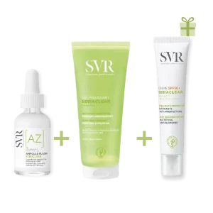 SVR COFF SEBIACLEAR GEL MOUSSANT 200ML+AMPOULE FLASH AZ 30ML+ SEBIACLEAR ECRAN SPF50+ GRATUIT