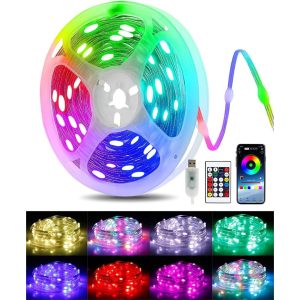 Guirlande lumineuse d’extérieur 100 LED multicolore 10 m RGB synchronisation de musique