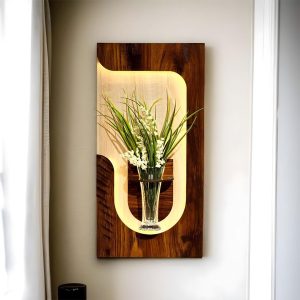 Panneau Mural Décoratif avec Éclairage LED Design Moderne en Bois V2