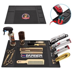 Tapis de rangement pour outils de coiffeur magnétique flexible et antidérapant