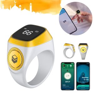 خاتم التسبيح الالكتروني الذكي IQIBLA يساعدك على التسبيح والتذكر بطريقة عملية وبسيطة -Zikr Ring Tasbih Counter – Blanc