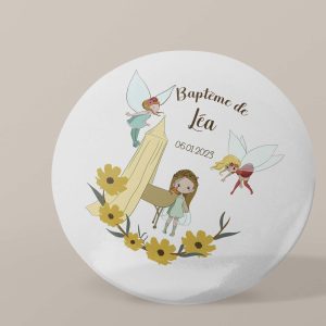 Badge personnalisé Baptême féérique