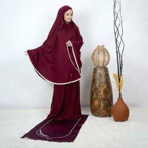 طقم صلاة نسائي 4 قطع برداء فضفاض وسجادة مبطنة مع غلاف للمصحف Kit De Prière 4 Pieces Pour Femmes En Tissu Doux Et Confortable