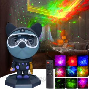 Bulldog Astronaute Projecteur Lampe Nébuleuses Espace Lumières