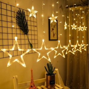Guirlande lumineuse rideau à LED en forme d’étoiles V1 – أضواء سلسلة ستائر على شكل نجمة