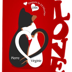Cadre couple de chat personnalisable Saint-Valentin