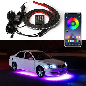 App Smart Bande lumineuse Neon RGB de chassis avec capteur de son Underglow pour voiture 12V