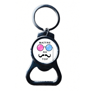 Cadeau à personnaliser pour maître : porte clé décapsuleur « maître au top »