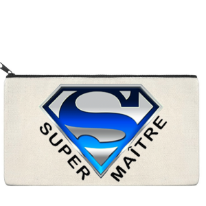 Cadeau personnalisé maître : Trousse en toile « super maître »