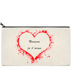 Cadeau personnalisé nounou : Trousse coeur rouge « nounou je t&rsquo;aime »