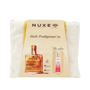 NUXE COFFRET HUILE PRODIGIEUSE OR 50ML+MINI PARFUM FLORAL 15ML ET TROUSSE CADEAUX