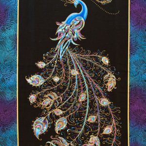 Panneau Tissu 100% Coton Paon Bleu