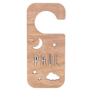 Plaque de porte décorative personnalisable – Lune