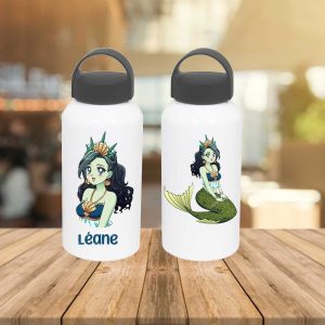 Gourde Double Faces Sirène verte – Prénom personnalisable